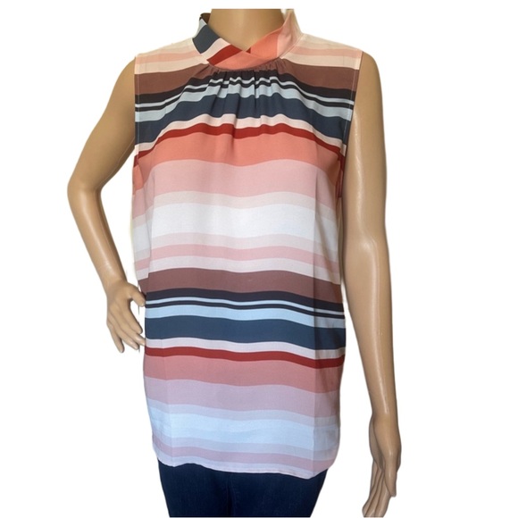 Loft Striped Sleeveless Blouse M - Picture 2 of 6